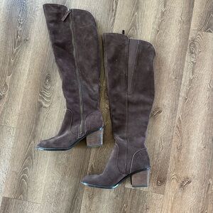 Crown Vintage Leather Dark Brown Over the Knee Boots